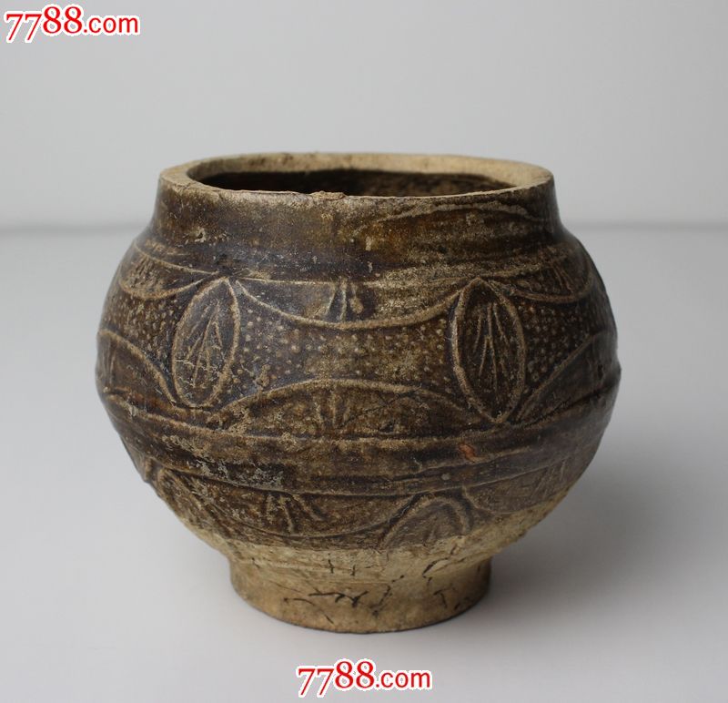 宋元酱釉印花罐