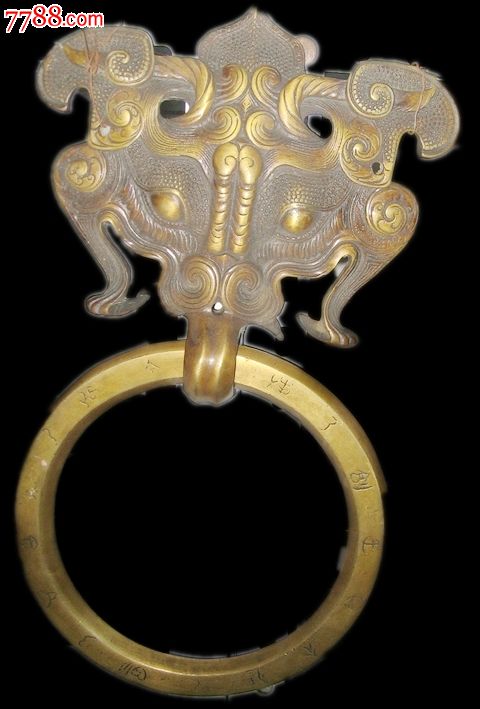 风磨铜大门饕餮环一对