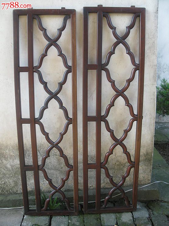 清代-血榉木-双面工-外方内圆,海棠花围子一套(全品)