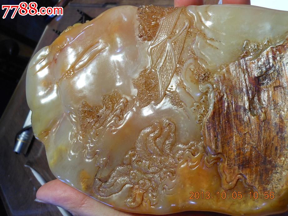 昌化白田黄冻石"九应真"--皮多通透雕刻特别精湛的大师珍品!