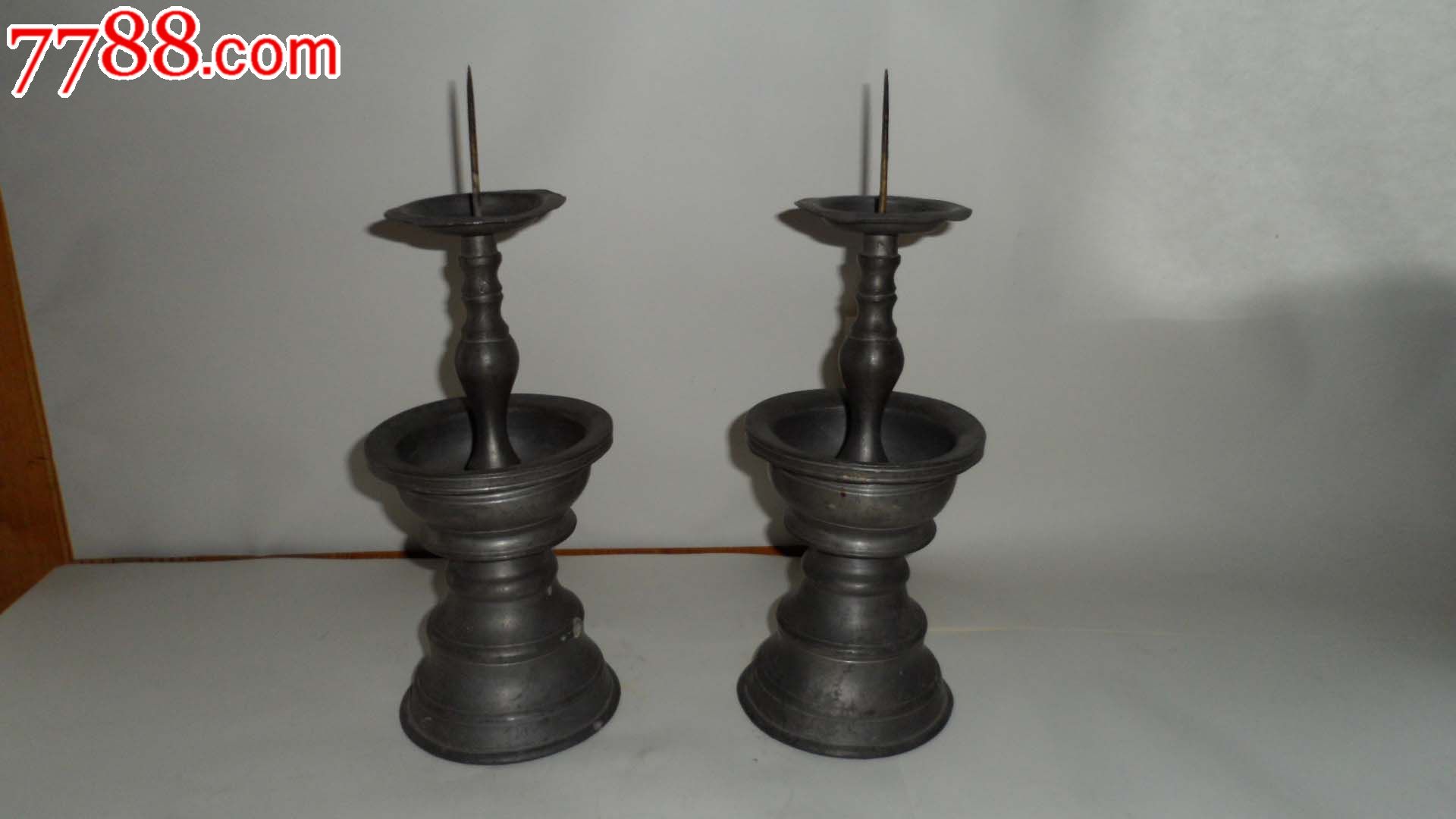 锡器蜡烛台一对