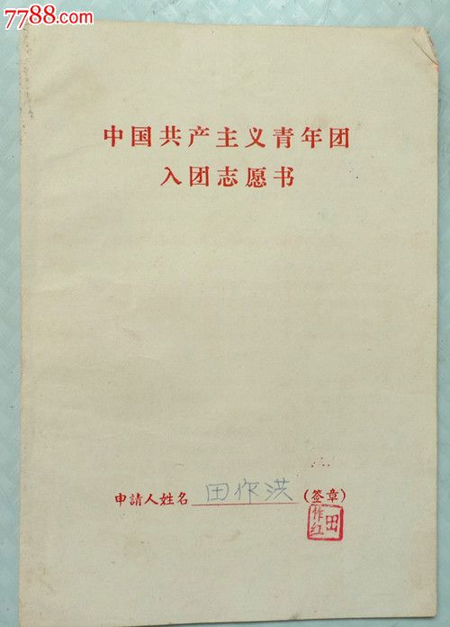 田作洪的入团申请书