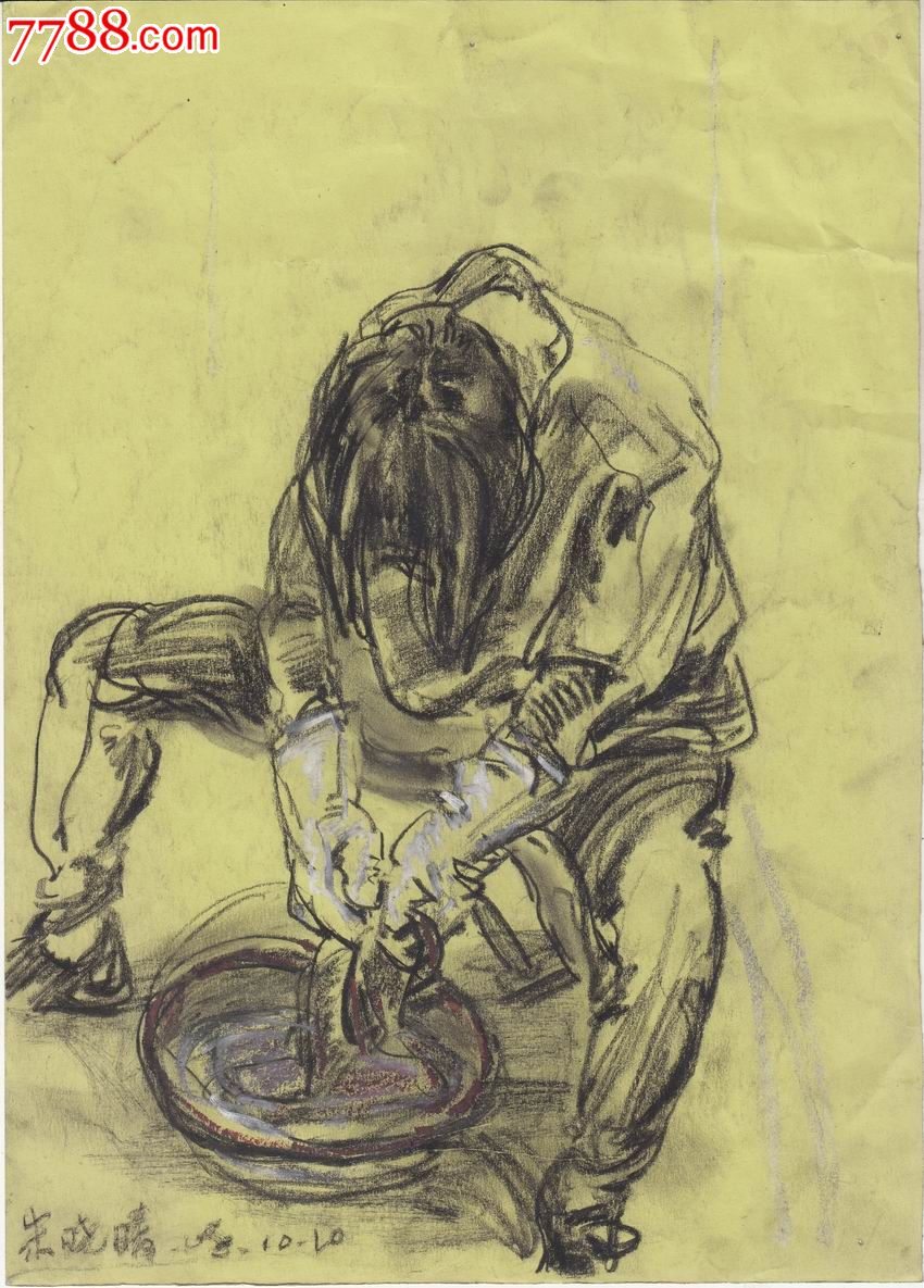 【铅笔画原画稿】朱晓晴-洗衣女-se20213836-素描/速写-零售-7788收藏