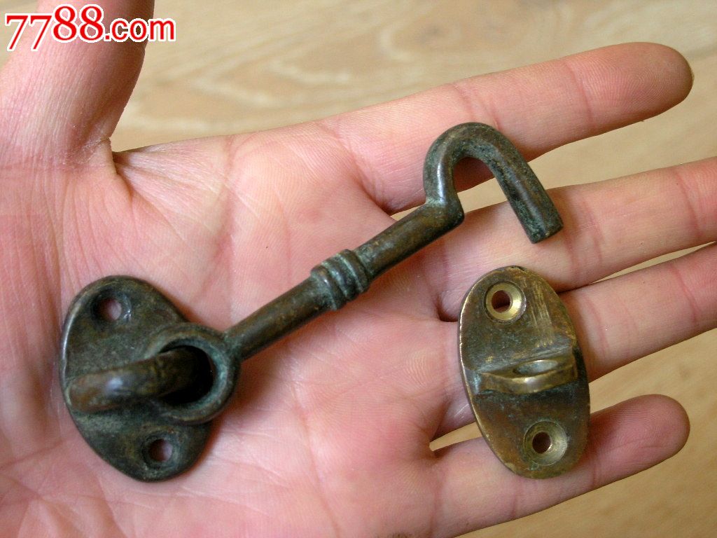 西洋收藏wj16-上世纪早期洋房用老包浆窗户铜风钩一套