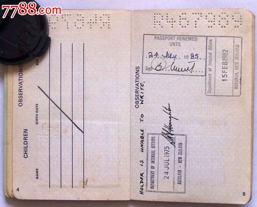 护照收藏—75年签发新西兰护照