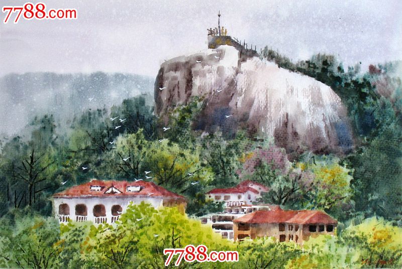 名家作品武朝利水彩画风景画厦门鼓浪屿风光(日光岩)wzl025