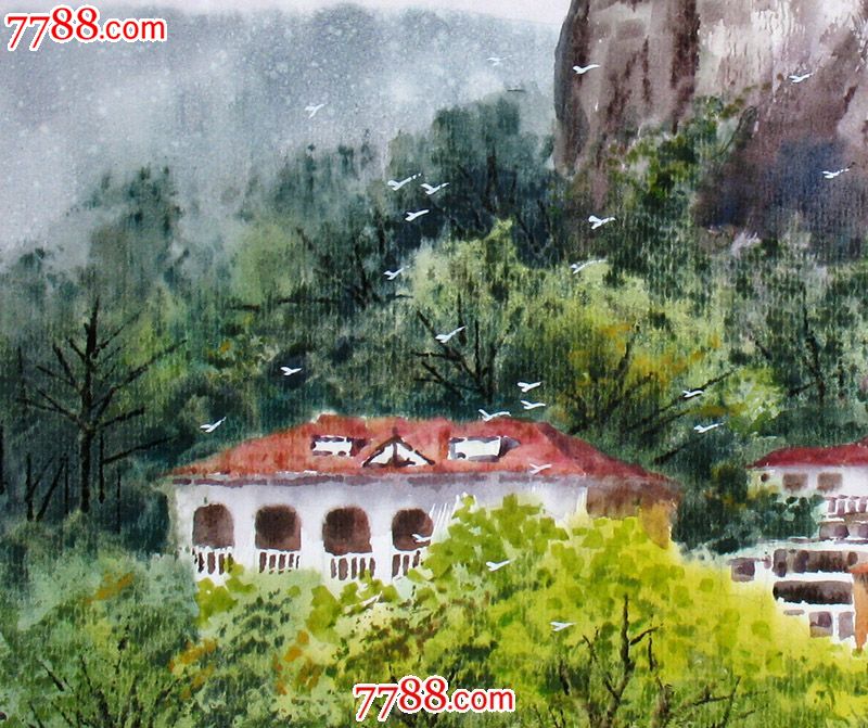 名家作品武朝利水彩画风景画厦门鼓浪屿风光(日光岩)wzl025