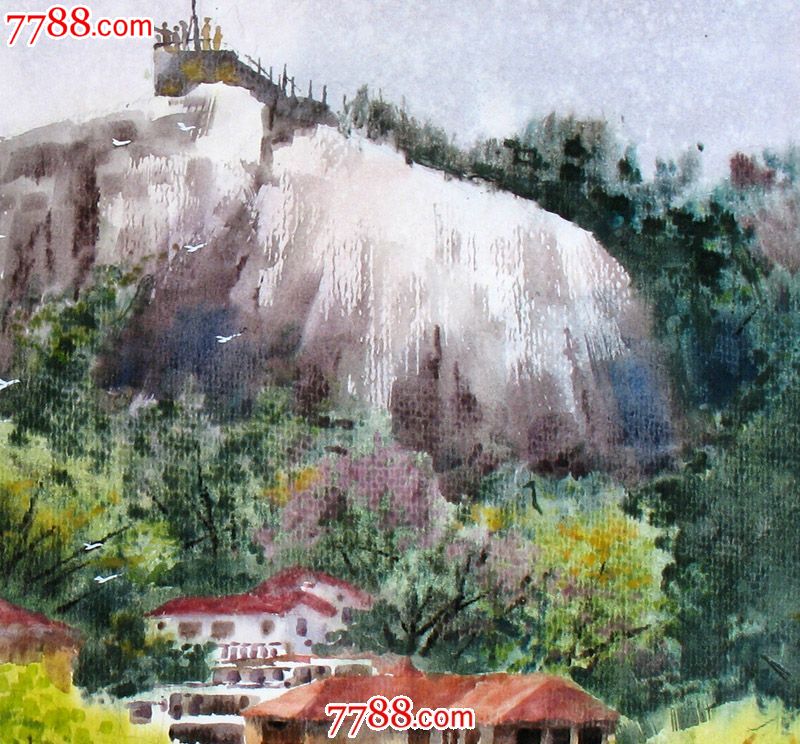 名家作品武朝利水彩画风景画厦门鼓浪屿风光(日光岩)wzl025
