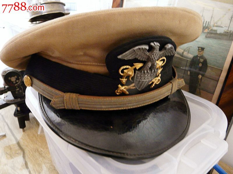 二战美国海军原品夏季军官帽原版帽徽太平洋战役尉官军帽包正品