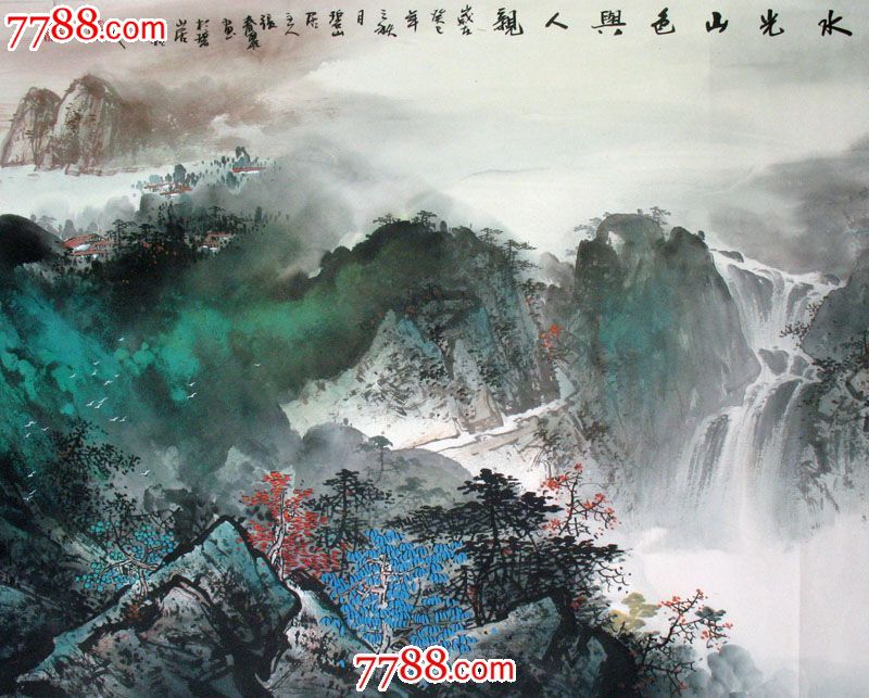 实力派画家张春丽小六尺纯手绘客厅泼彩山水画名人字画国画_价格5000.