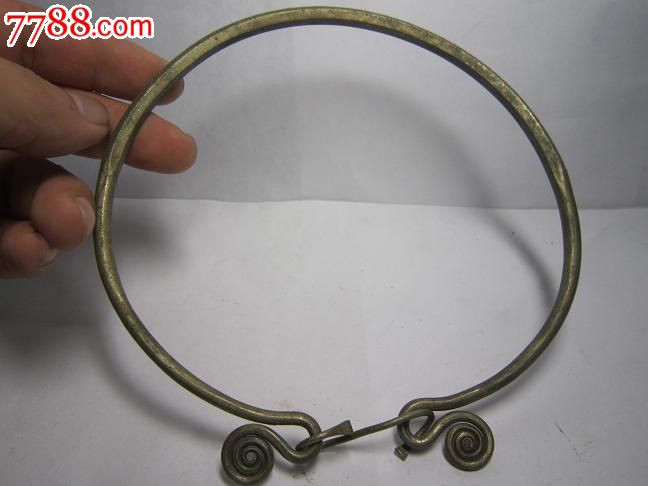 傻开门晚清满工六凌形长命锁颈环