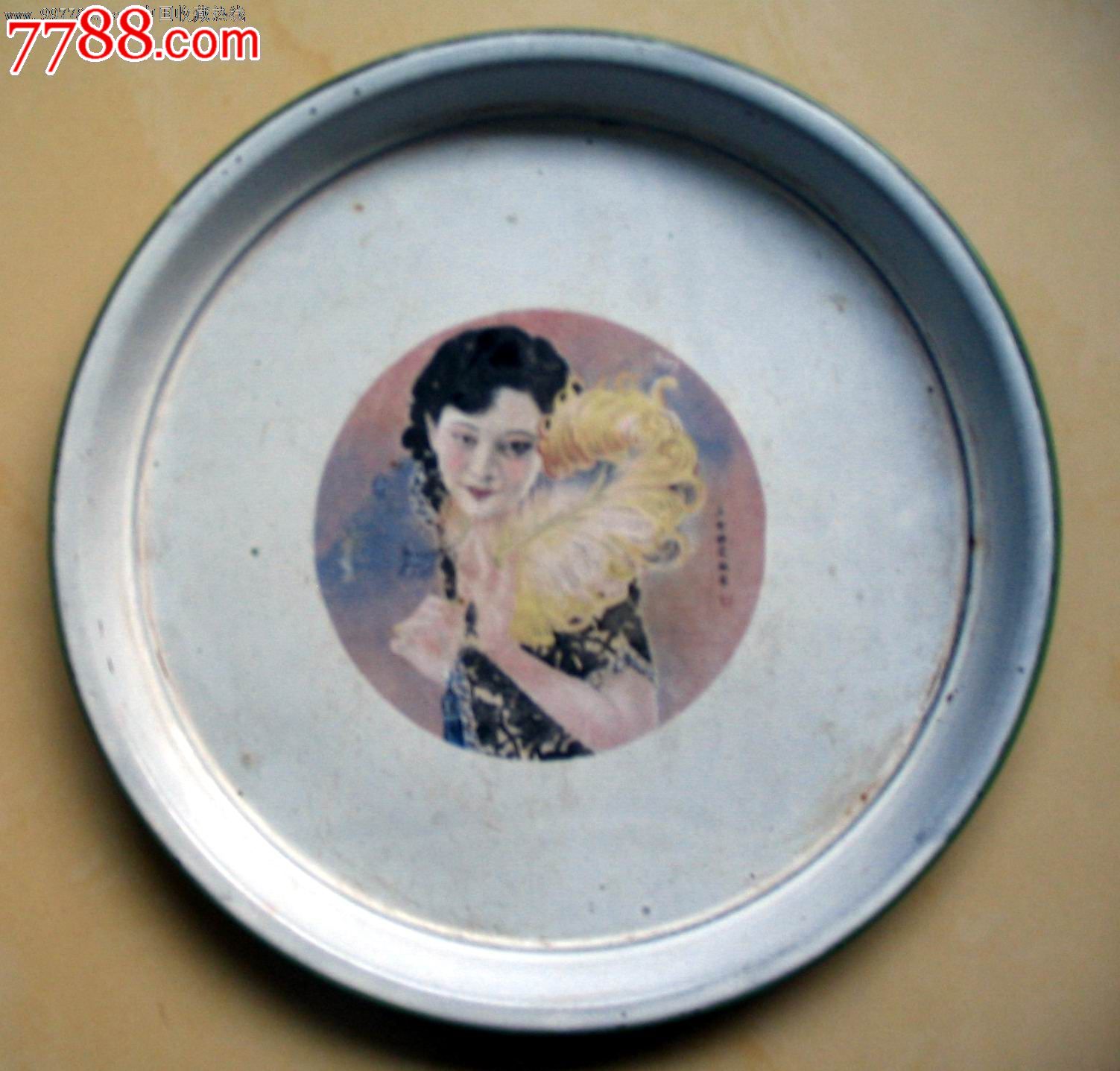 民国蝴蝶图案,搪瓷盘