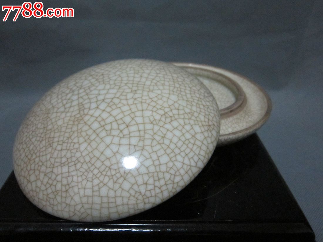 文革瓷器厂货包老7080年代开片釉-胭脂盒-墨盒收藏品