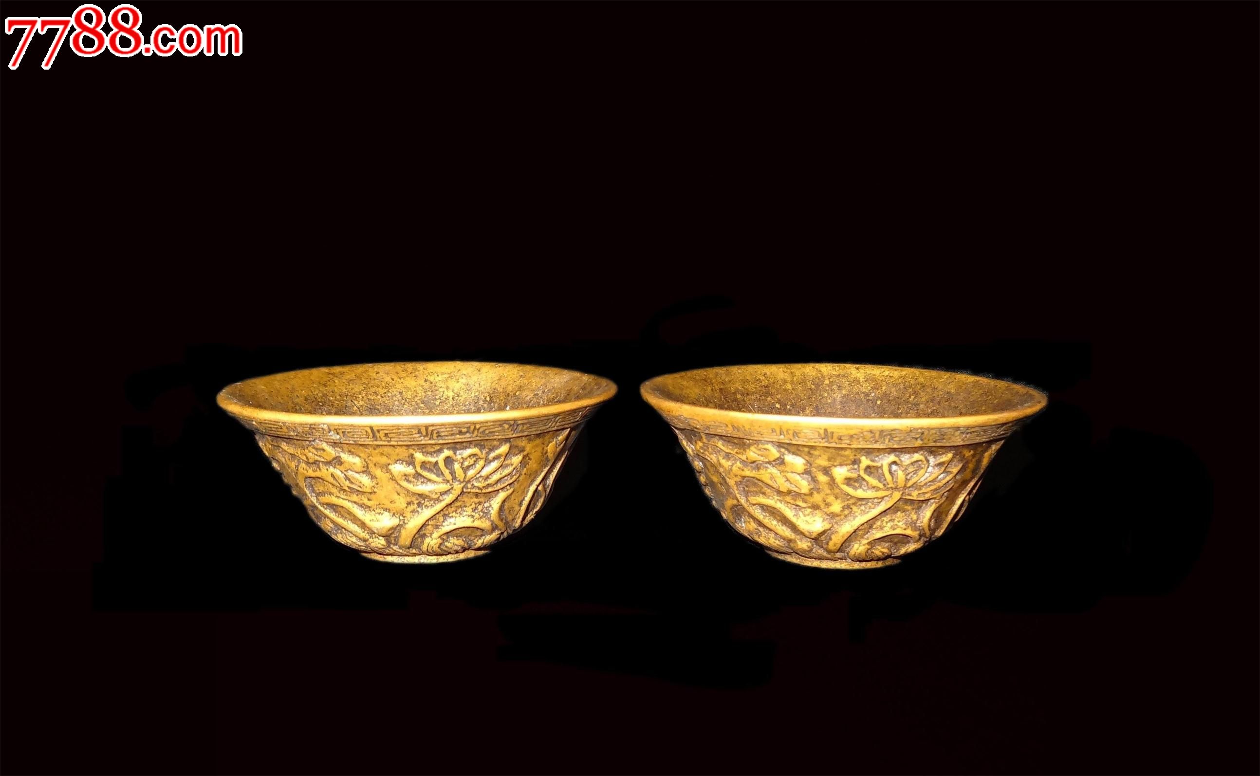 明61宣德黄金【莲荷鲤鱼纹金碗(1对)】