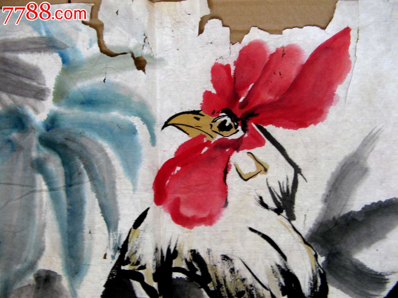 北京老画家鲜活灵动的四尺斗方大吉画《雄鸡图》