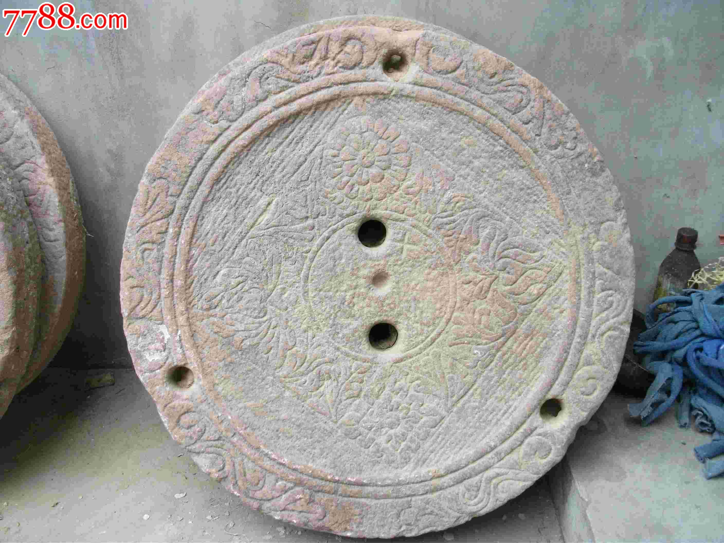 雕花磨盘-se21841819-石臼/石磨-零售-7788收藏__中国收藏热线