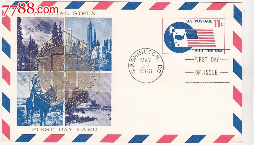 美国邮资明信片美国国旗第六届国际集邮展