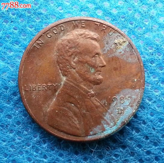 美国美元硬币1美分林肯像背林肯纪念堂1985年d版