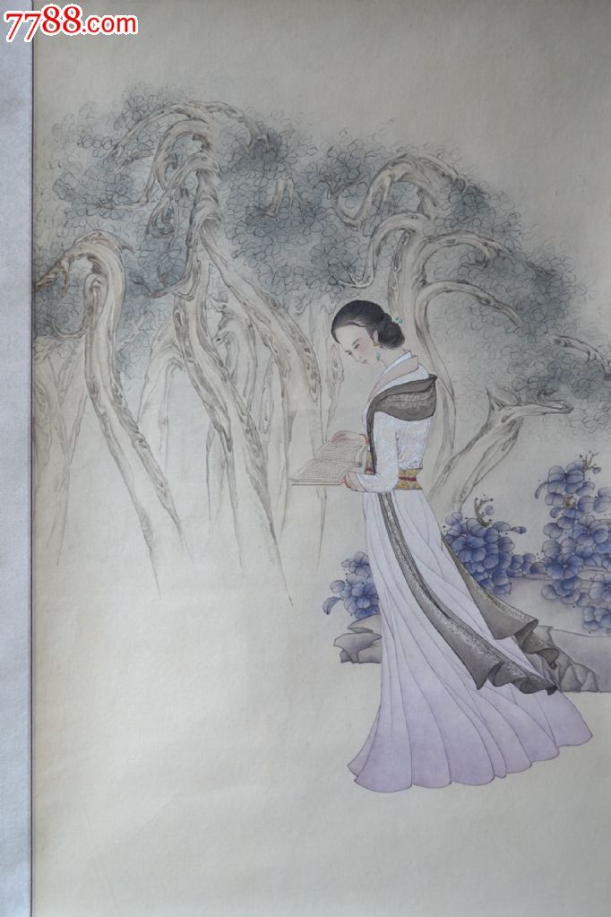唐山著名画家李宗明工笔仕女画,条幅画芯尺寸:660mm/430mm