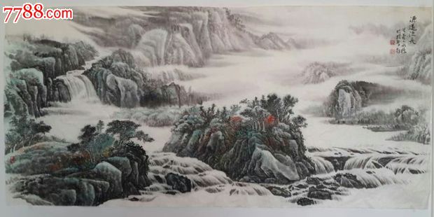 国画,山水,水墨山水,细笔山水,张顺桥山水画四尺