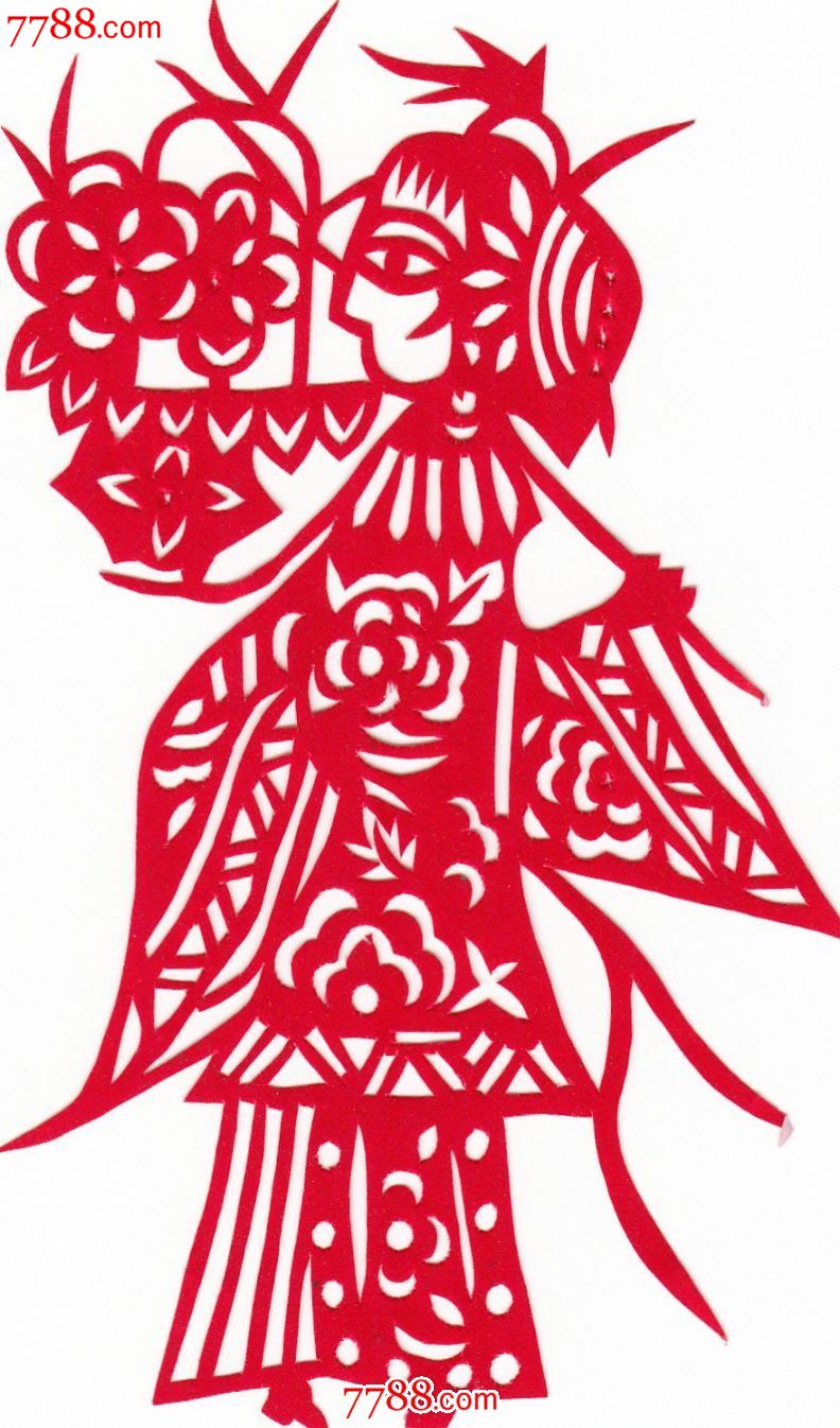 陕北民间纯手工剪纸——采花女