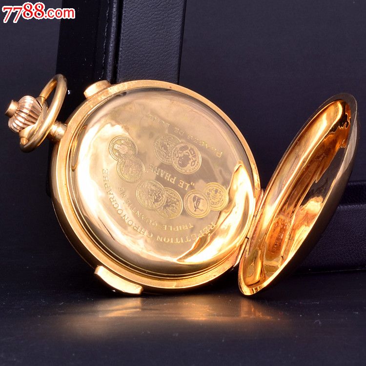 【古忆商城】瑞士18k金古董怀表:二问/月份/星期/日期/秒针/月相/计时