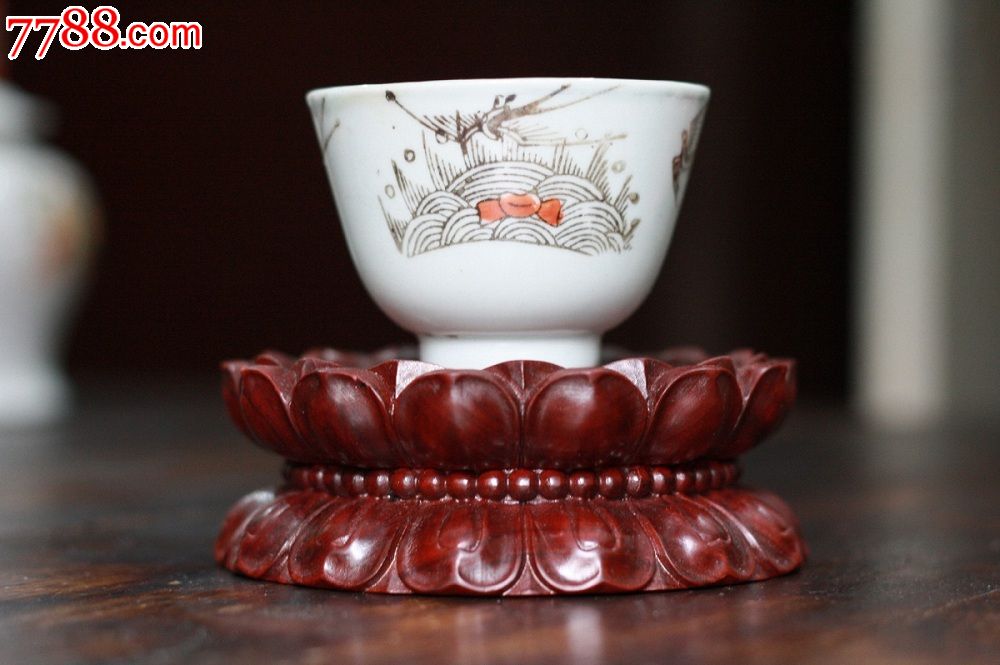 光绪墨彩【精卫填海】马蹄杯一个