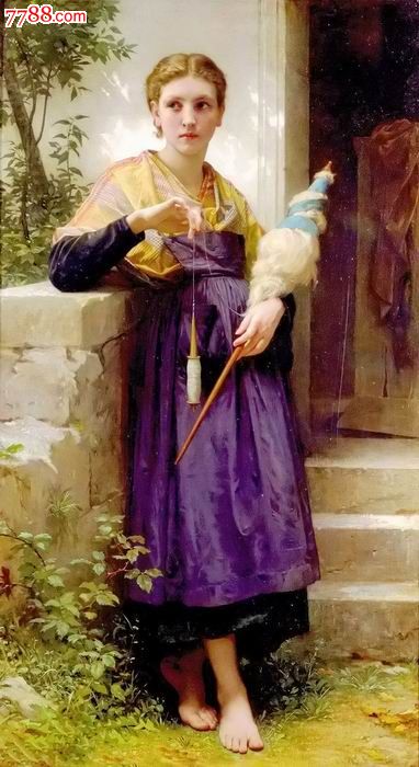 阿道夫油画61纺纱女1873