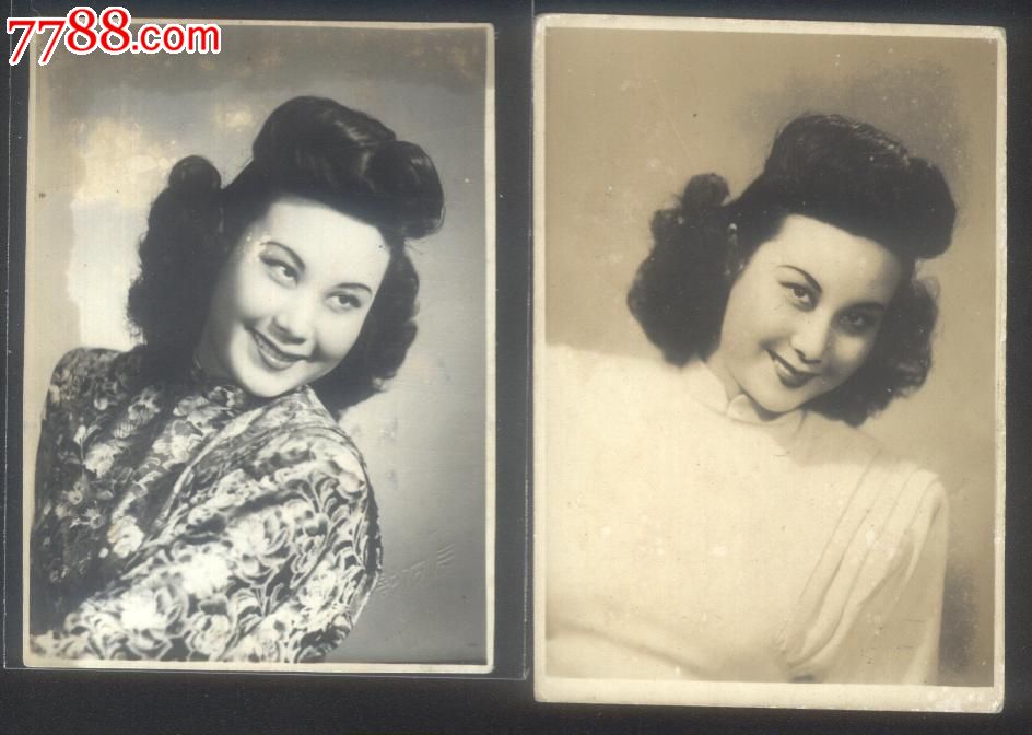 民国美女照片2枚,老照片,老照片-->个人照片,名人,民国,黑白,4.