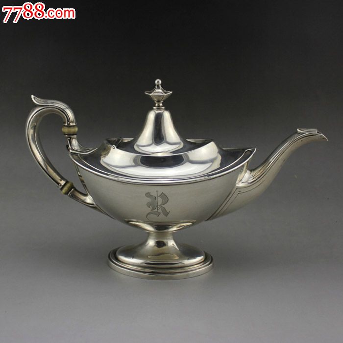 阿拉丁神灯款,613克美国歌尔旱纯银茶壶,品相好,西洋古董老银器