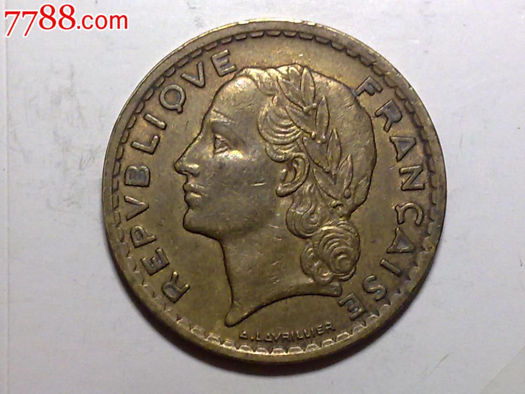 法国1940年5法郎用于阿尔及利亚铝青铜币,外国钱币,欧洲钱币,普通币