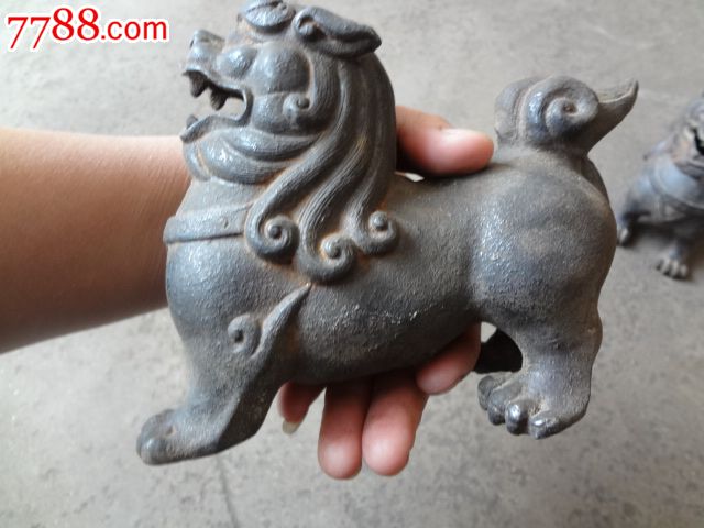 民国铁狮子一对