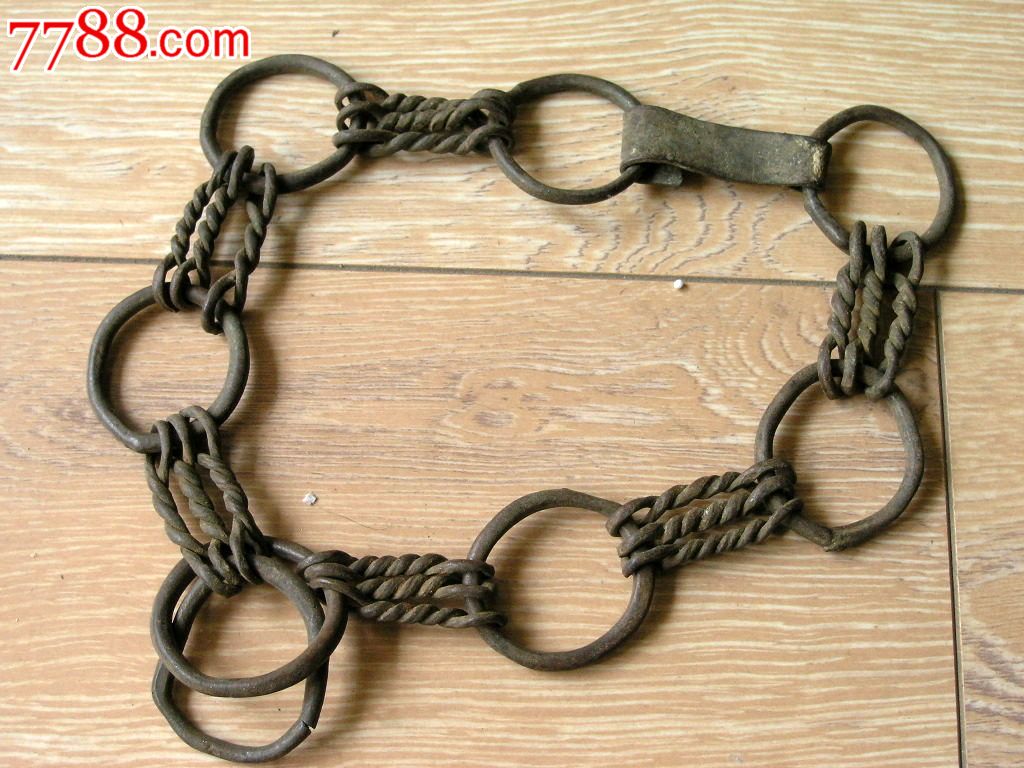 马具收藏140301-边疆早期马帮用麻花链多环铜马嚼子铰链