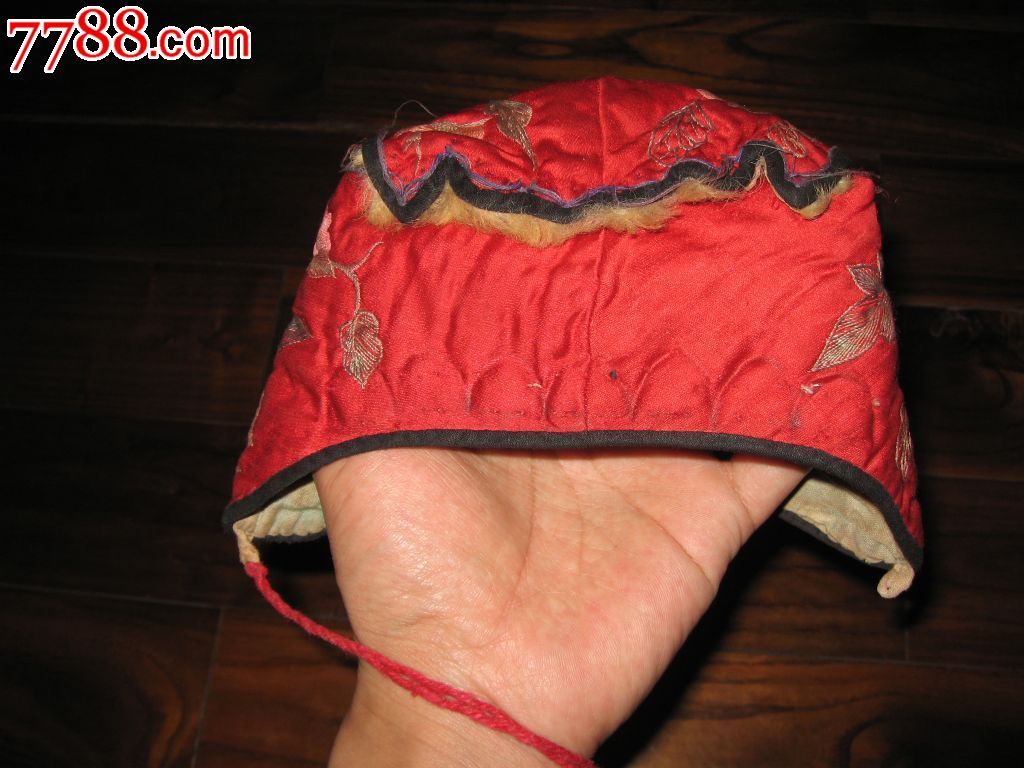 晚清民国绣花婴儿帽