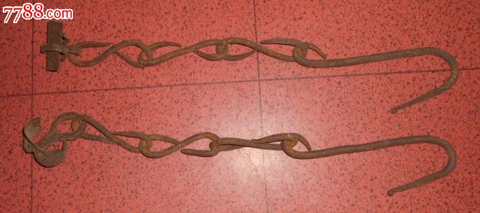 民国老扁担钩一对