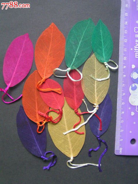 60年代【彩色叶脉书签】一袋11枚