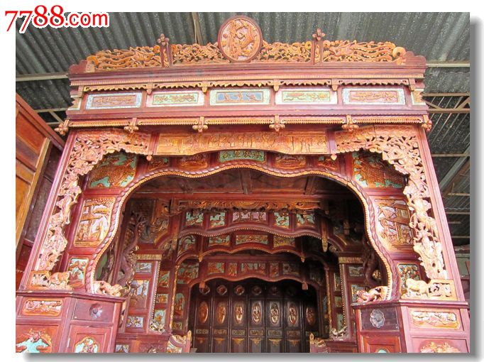 明清古旧家具zx1441嫦娥奔月千工镏金雕刻四进拔步床