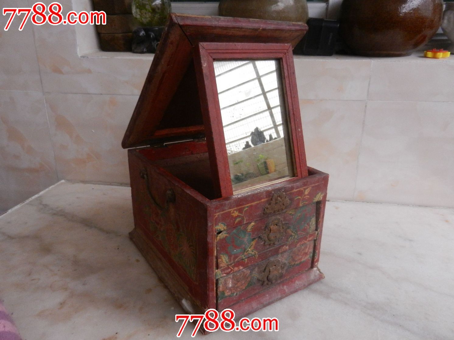 老化妆盒修妆盒木盒怀旧老物件