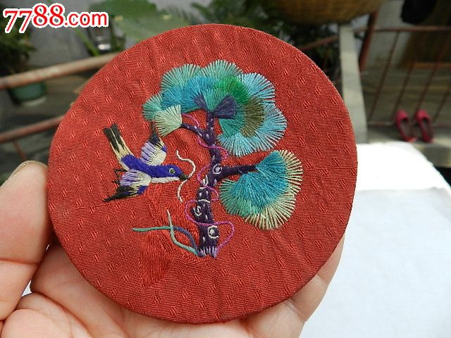 【小鸟.松树图绣花粉扑1490】山西晋东南民俗特色可以diy的绣片