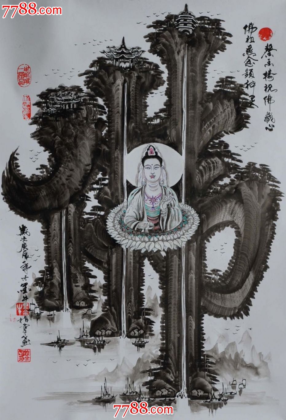 指掌画名家钟全昌(墨牛)先生原创作品-----艺术字"佛"