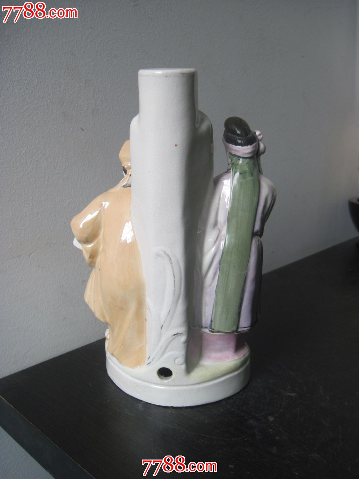 民国枫溪潮州窑薛仁贵回窑老人物陶瓷台灯座古董包邮