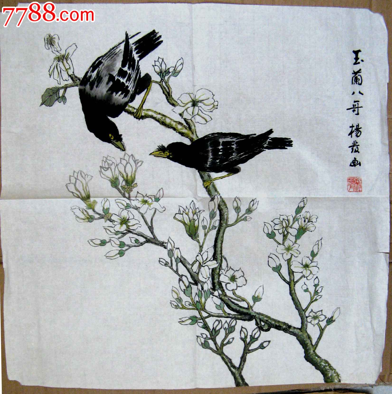 写意花鸟画《玉兰八哥》-se24078526-花鸟国画原作-零售-7788收藏