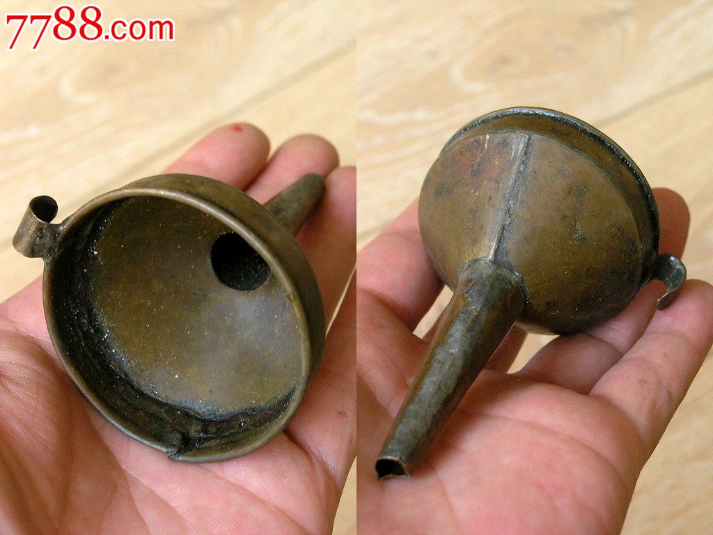 度量衡收藏140505-古朴袖珍手工制老式铜漏斗