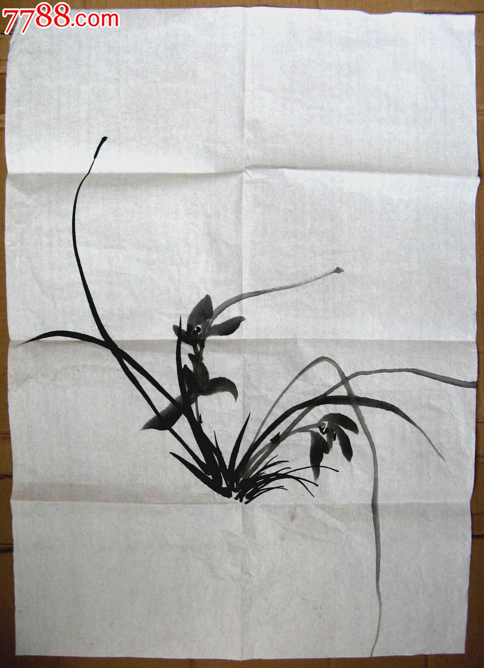 四尺开三条幅无款水墨兰花画:兰香