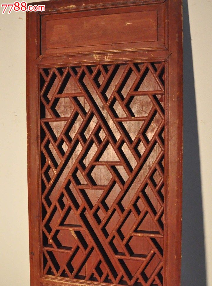 明清中式古董收藏旧实木窗格一片老门窗格子隔断