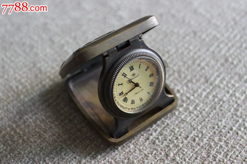 瑞士早期古董机械表huameile钟表怀表1886纯铜刻花正常走时