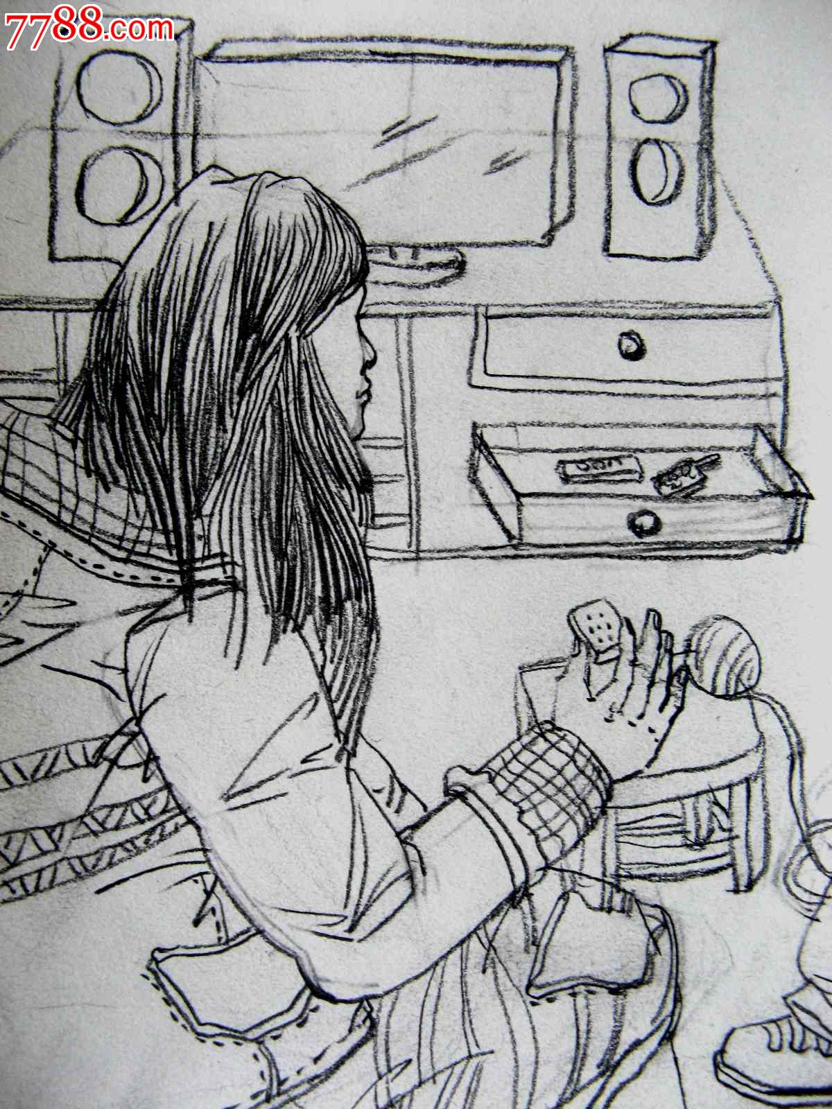 铅笔素描人物画:母亲与孩子