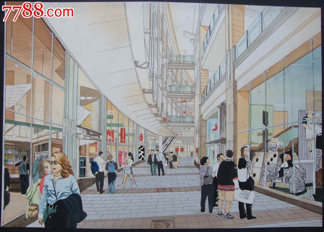 【原美院学生·水彩画·原画稿】商场