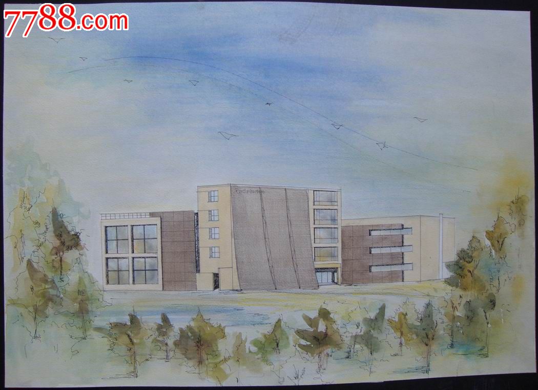 【原美院学生·水彩画·原画稿】图书馆