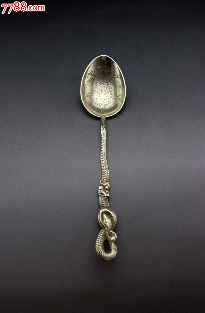 5克罕见日本福寿款875银儿童勺/咖啡勺,西洋古董银器